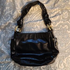 Authentic Coach Black Patent Leather Handbag, Vintage And Flawless